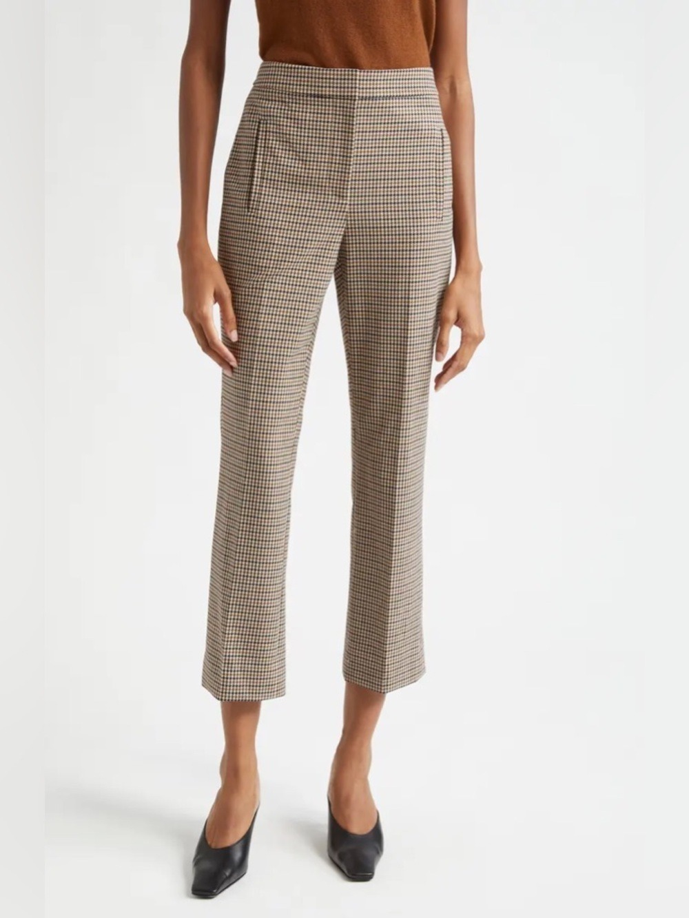 VERONICA BEARD Arte Houndstooth high-rise cropped pants